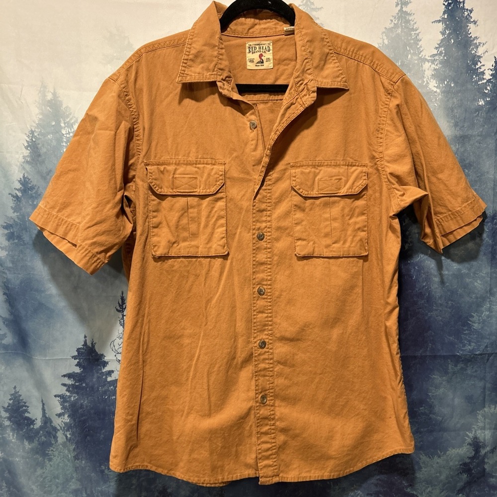 RED HEAD COPPER Rust  SHORT Sleeve BUTTON UP Western Cowboy‎ Shirt L